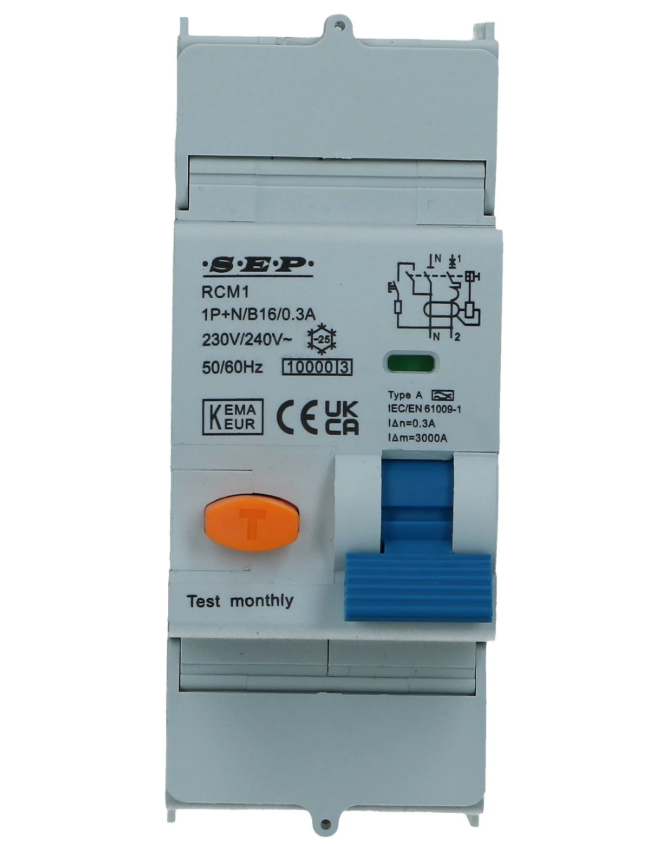 Aardlekautomaat B 50A 1 polig + nul 300mA 10kA RCM1