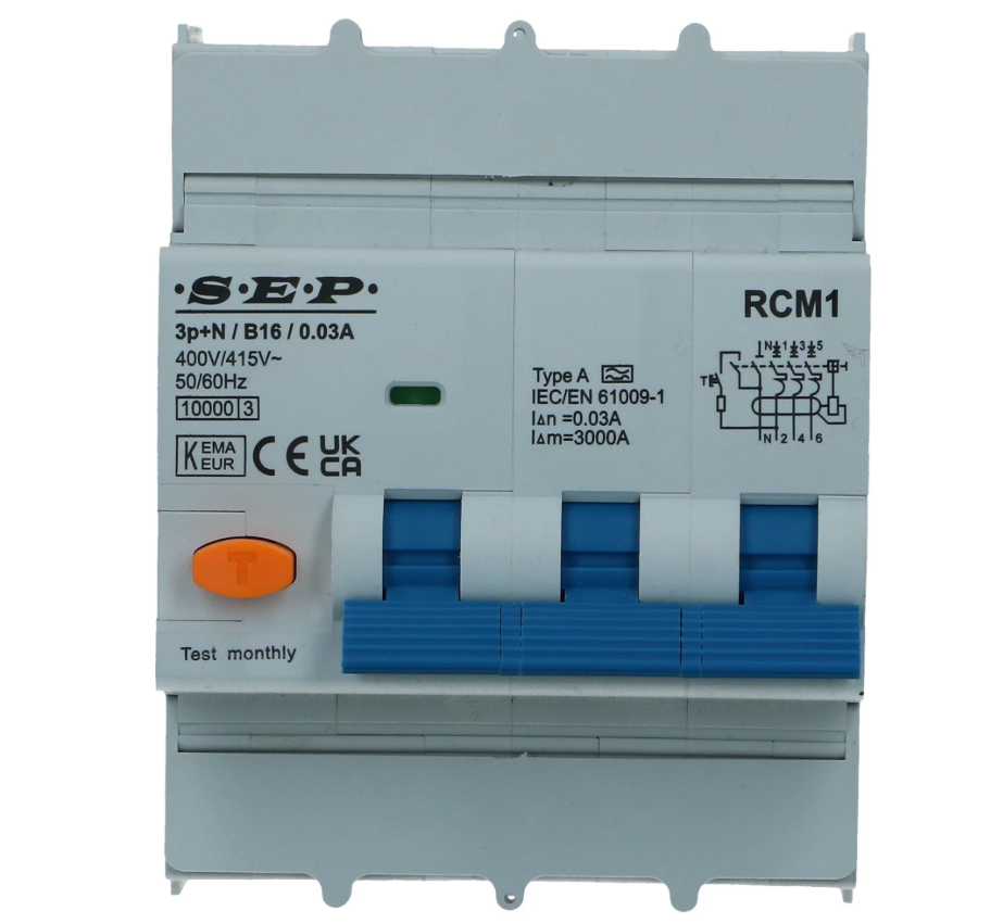 Aardlekautomaat B 20A 3 polig + nul 300mA 10kA RCM1