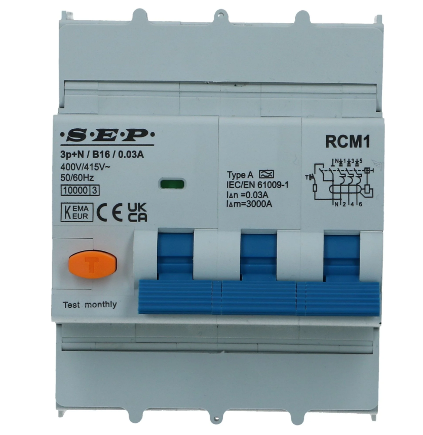 Aardlekautomaat B 32A 3 polig + nul 300mA 10kA RCM1