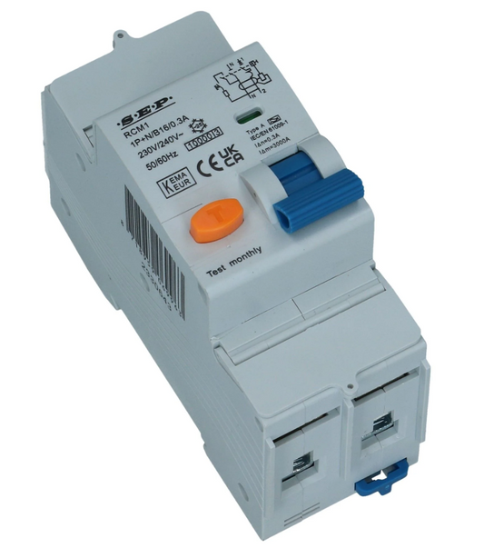 Aardlekautomaat B 63A 1 polig + nul 30mA 10kA RCM1