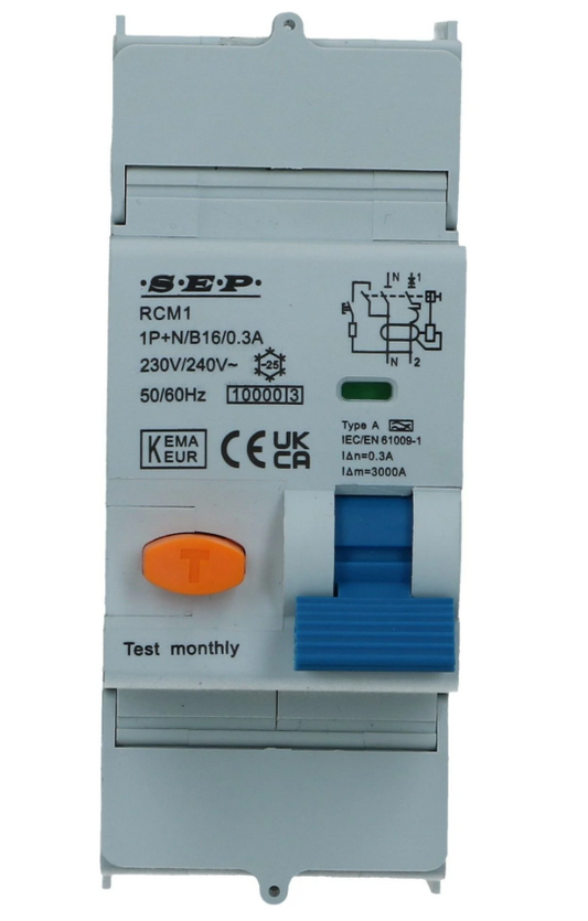 Aardlekautomaat B 32A 1 polig + nul 300mA 10kA RCM1