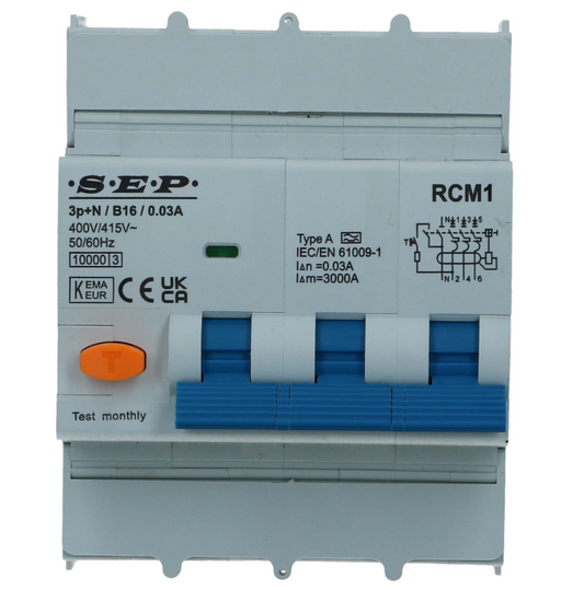 Aardlekautomaat B 25A 3 polig + nul 300mA 10kA RCM1